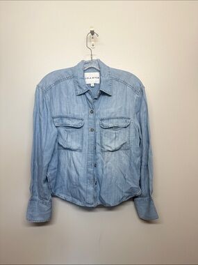 Anthropologie Lola River Light Blue Denim Long Sleeve Button Down Shirt